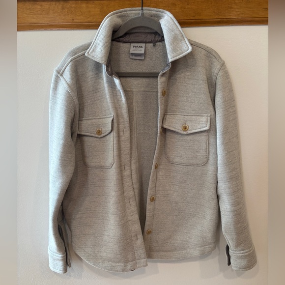 Prada Jackets & Blazers - prAna Women’s Tri Thermal Shacket - Light Gray Wool-Blend Button Front - Small